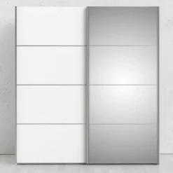 Palermo klædeskab 182 cm bred - Hvid/Spejl