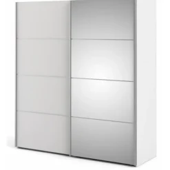 Palermo klædeskab 182 cm bred - Hvid/Spejl