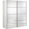 Palermo klædeskab 182 cm Hvid - med 2 x spejl skydedørslåger