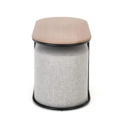 PAMPA sofabord 88x49cm med 2 x puffer - Valnød