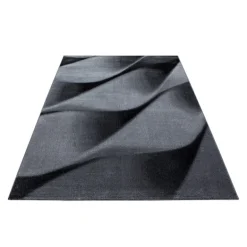 Parma Kortluvet tæppe Abstrakt Bølge - Sort