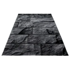 Parma Kortluvet tæppe Sten - Sort