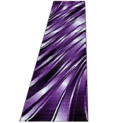 Parma Kortluvet Tæppeløber Abstrakt Bølge - Lilla