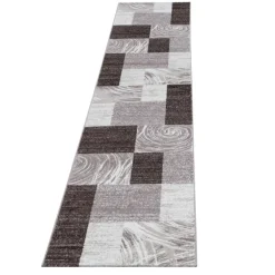 Parma Kortluvet Tæppeløber Abstrakt Ternet - Brun