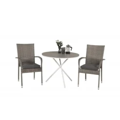 Parma Rund Loungesæt - Havemøbelsæt - Grå,Hvid