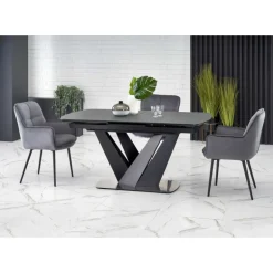 PATRIZIO bord MørkeGrå, ben Sorte