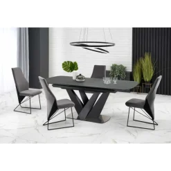 PATRIZIO bord MørkeGrå, ben Sorte