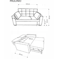 PAULINIO Sovesofa 170cm - Beige