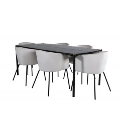 Pelle e Spisebordssæt - Beige og Sort