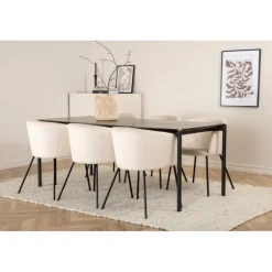 Pelle e Spisebordssæt - Beige og Sort