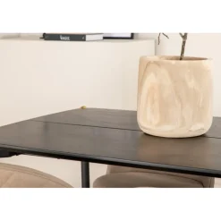 Pelle t Spisebordssæt - Beige og Sort