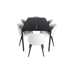 Pelle t Spisebordssæt - Beige og Sort