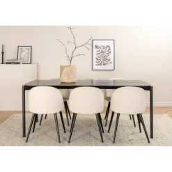 Pelle t Spisebordssæt - Beige og Sort