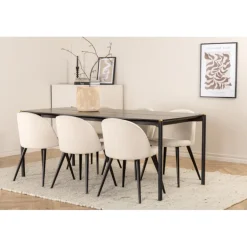 Pelle t Spisebordssæt - Beige og Sort