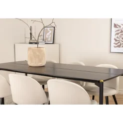 Pelle t Spisebordssæt - Beige og Sort