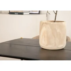 Pelle t Spisebordssæt - Beige og Sort