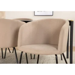 Pelle t Spisebordssæt - Beige og Sort