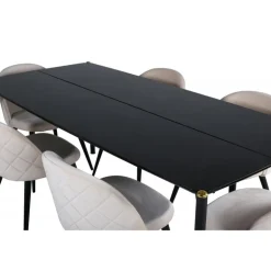 Pelle t Spisebordssæt - Beige og Sort