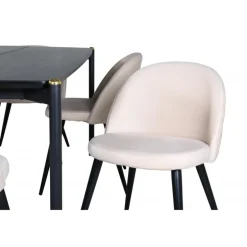 Pelle t Spisebordssæt - Beige og Sort