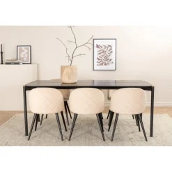 Pelle t Spisebordssæt - Beige og Sort