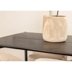 Pelle t Spisebordssæt - Beige og Sort
