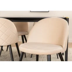 Pelle t Spisebordssæt - Beige og Sort