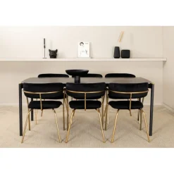 Pelle t Spisebordssæt - Sort og Messing