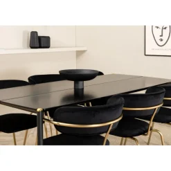 Pelle t Spisebordssæt - Sort og Messing