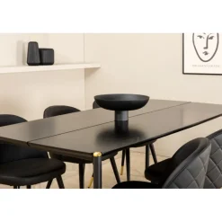 Pelle t Spisebordssæt - Sort og Messing