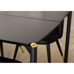 Pelle t Spisebordssæt - Sort og Messing