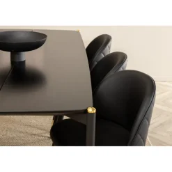 Pelle t Spisebordssæt - Sort og Messing