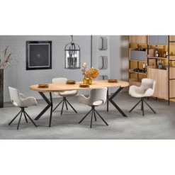 PERONI ovalt Spisebord 100cm kan udvides til 250 - Gylden eg/Sort