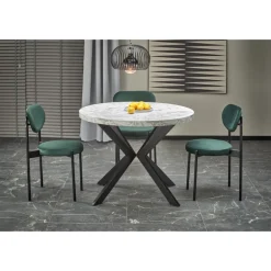 PERONI Spisebord med udtræk, Hvid marmor / Sort