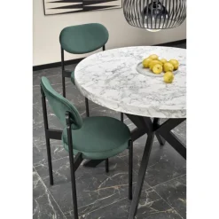 PERONI Spisebord med udtræk, Hvid marmor / Sort