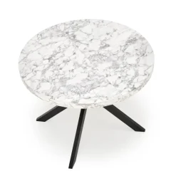 PERONI Spisebord med udtræk, Hvid marmor / Sort