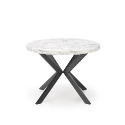 PERONI Spisebord med udtræk, Hvid marmor / Sort