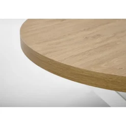 PERONI Spisebord med udtræk, guldegetræ / Hvid