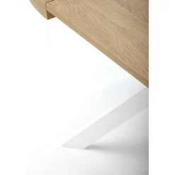 PERONI Spisebord med udtræk, guldegetræ / Hvid