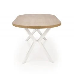 PERONI Spisebord med udtræk, guldegetræ / Hvid