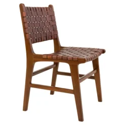 Perugia Spisebordsstol - Perugia Spisebordsstol i teak med brunt læder