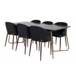 Petra Spisebordssæt - Sort og Valnød