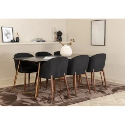 Petra Spisebordssæt - Sort og Valnød