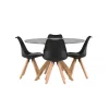 Piazza Rundt Spisebordssæt med Zeno Stole - Sort og Grå