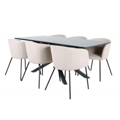 Piazza Spisebordssæt - Beige og Sort