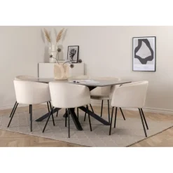 Piazza Spisebordssæt - Beige og Sort og Grå