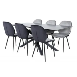 Piazza Spisebordssæt - Sort og Lysegrå