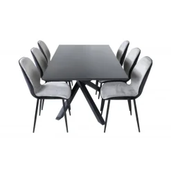 Piazza Spisebordssæt - Sort og Lysegrå
