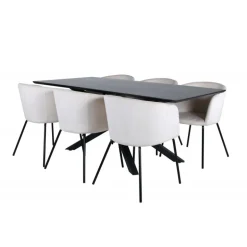 Piazza t Spisebordssæt - Beige og Sort