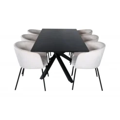 Piazza t Spisebordssæt - Beige og Sort