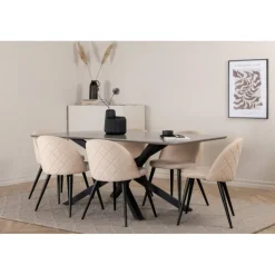 Piazza t Spisebordssæt - Beige og Sort og Grå